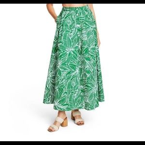 Green floral skirt
